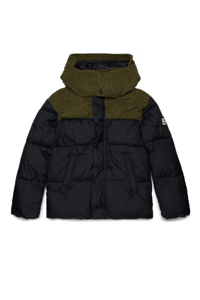 Diesel Padded Jacket With Logo In Black