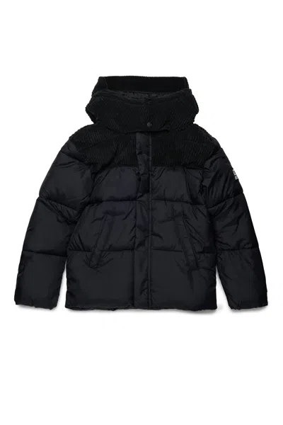 Diesel Padded Jacket With Logo In Black