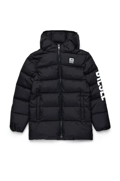 Diesel Padded Jacket With Logo In Black