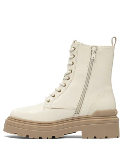 Pinko Ankle-high Leather Boots With Gold Hardware Detail In White