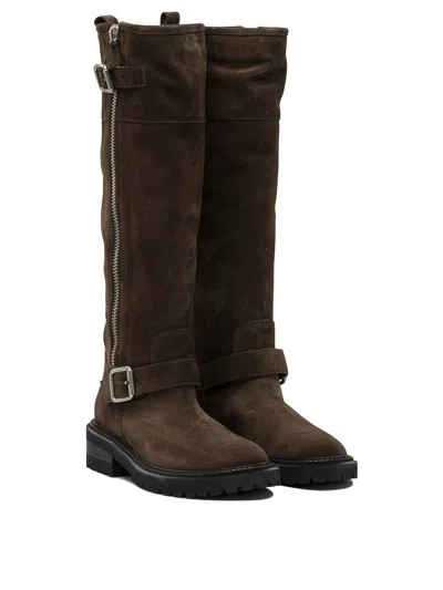 Via Roma 15 50mm Buckled Zip-fastening Biker Boots In Brown