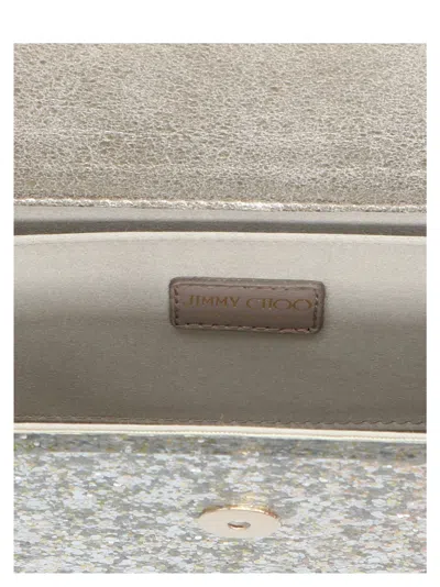 Jimmy Choo Candy Clutch Bag In Acrylic Fabric With Glitter In Metallic