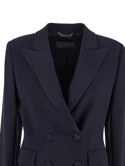 Alberta Ferretti Blazer Structured Shoulder Flap Pockets In Blue