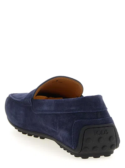 Tod's Suede Leather Gommino Driver Loafers Tods In Blue