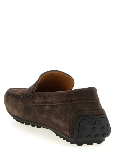 Tod's Suede Urban Loafers Rubber Sole In Brown