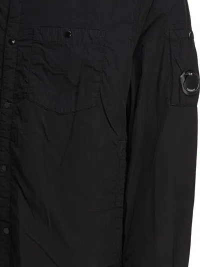 C.p. Company C.p.company Black Polyamide Coat In Black