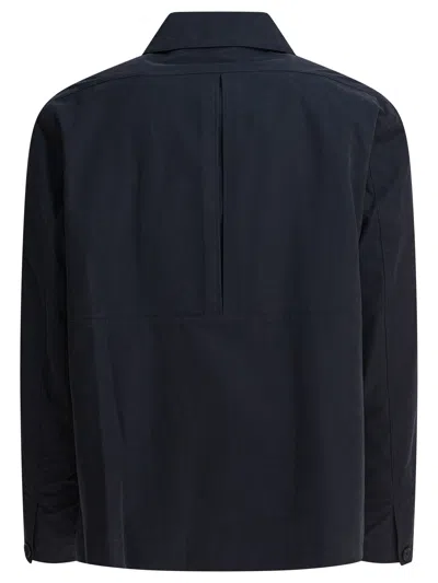 Vince Collared Long Sleeve Buttoned Cuffs Side Pockets In Blue