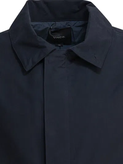 Vince Collared Long Sleeve Buttoned Cuffs Side Pockets In Blue