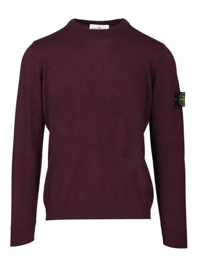 Stone Island Crew Neck Sweater Knitwear Bordeaux In Brown