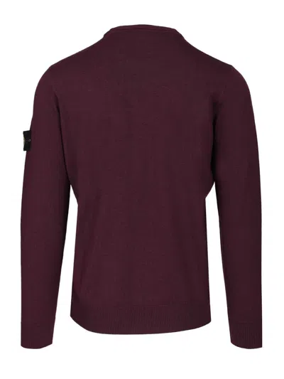 Stone Island Crew Neck Sweater Knitwear Bordeaux In Brown