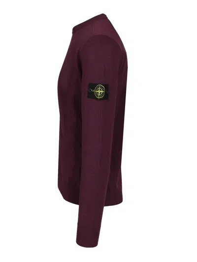Stone Island Crew Neck Sweater Knitwear Bordeaux In Brown