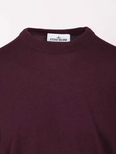 Stone Island Crew Neck Sweater Knitwear Bordeaux In Brown