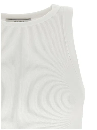 Givenchy White Ribbed Stretch Cotton Cropped Tank Top In White