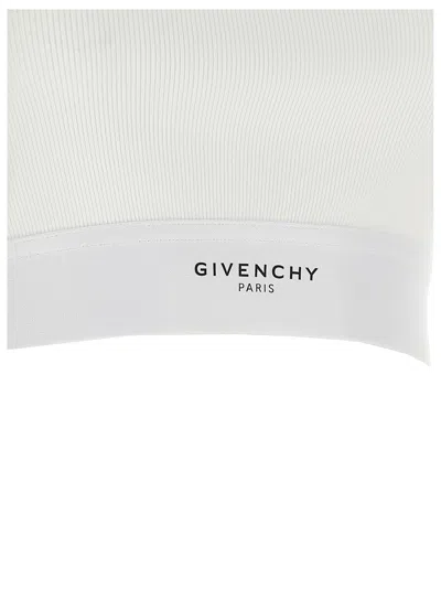 Givenchy White Ribbed Stretch Cotton Cropped Tank Top In White