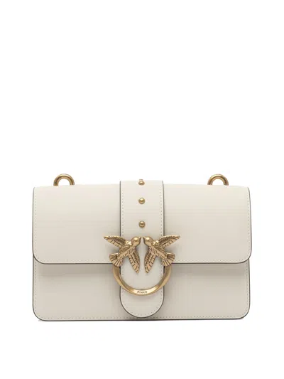 Pinko Love One Leather Crossbody Bag In White