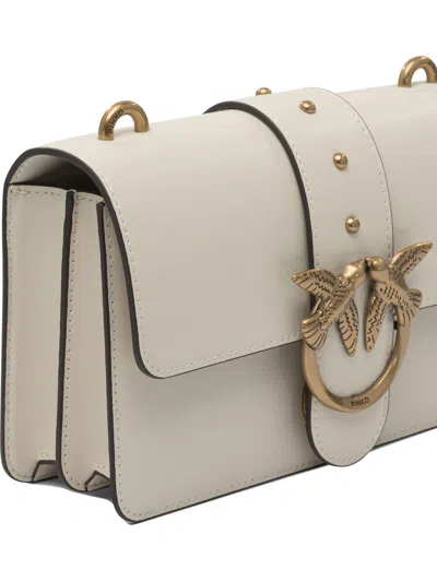 Pinko Love One Leather Crossbody Bag In White