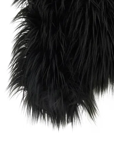 B&b Couture Ice Long-hair Lapel Coat In Black