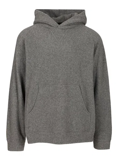 Giorgio Armani Hooded Knitted Sweatshirt In Gray