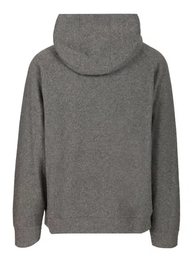 Giorgio Armani Hooded Knitted Sweatshirt In Gray