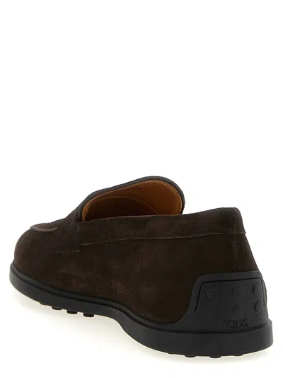 Tod's Suede Gomma Leggero Loafers In Brown
