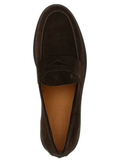 Tod's Suede Gomma Leggero Loafers In Brown