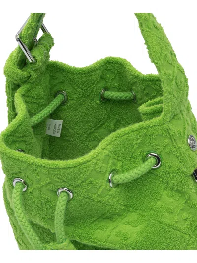 Tory Burch Textured Fabric Shoulder Bags With Adjustable Strap In Green