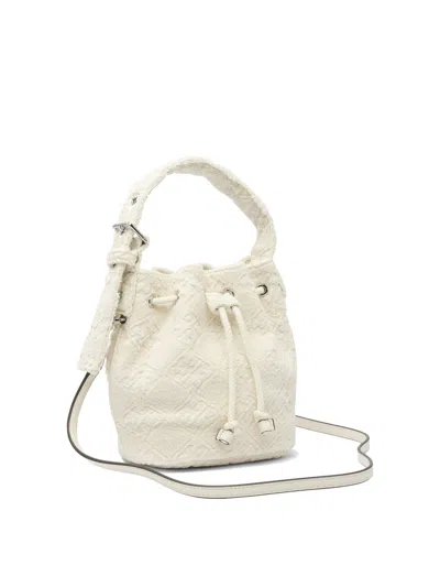 Tory Burch Mini T Monogram Terry Bucket Bag In White