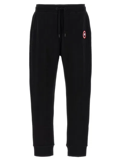 Canada Goose Men Black Cotton Logo Patch To The Front Elasticated Ankles Elasticated Drawstring Wais In Black