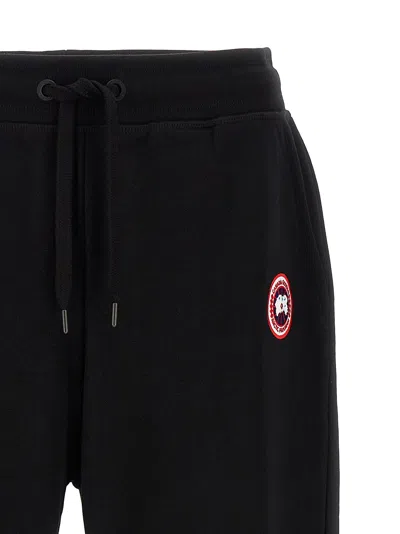 Canada Goose Men Black Cotton Logo Patch To The Front Elasticated Ankles Elasticated Drawstring Wais In Black