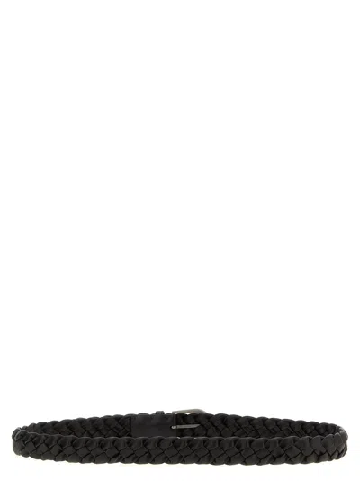 Brunello Cucinelli Belt With Jewel Buckle And Braided Design In Black