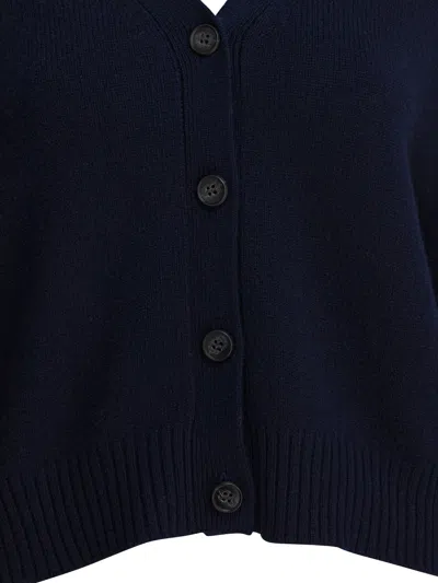 Lisa Yang Cropped Marion Cardigan With Deep V-neckline In Blue