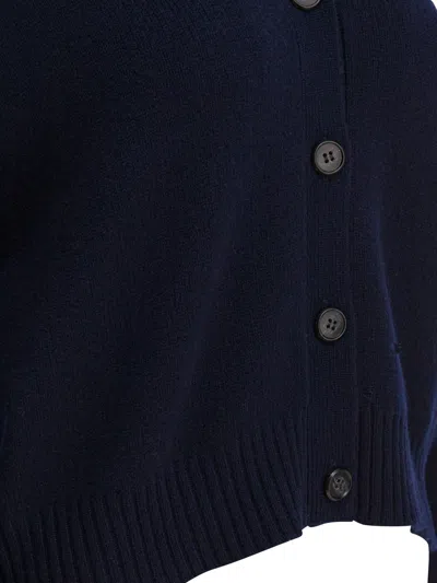 Lisa Yang Cropped Marion Cardigan With Deep V-neckline In Blue