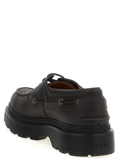 Tod's Leather Loafers Designed For Nautical Wear In Brown