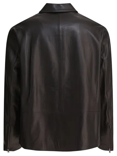 Vince Collared Long Sleeves Smooth Finish Jackets In Black