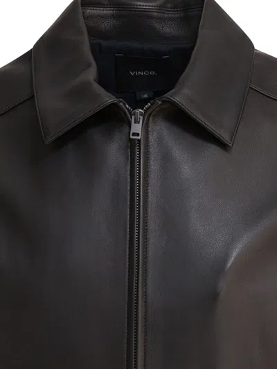 Vince Collared Long Sleeves Smooth Finish Jackets In Black