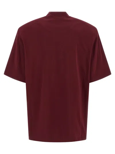 Attico Crewneck Mock Neck Logo Embroidered Top In Burgundy