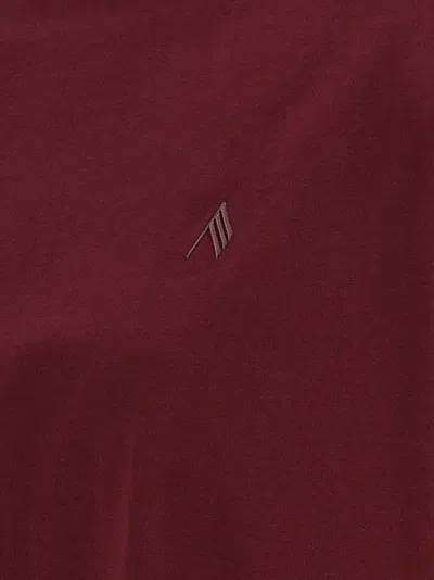 Attico Crewneck Mock Neck Logo Embroidered Top In Burgundy