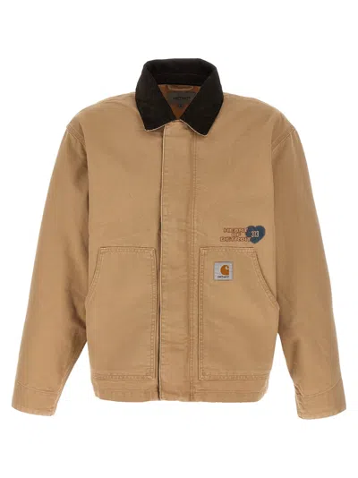 Carhartt Work In Progress Og Arcan Graphic Organic Cotton Canvas Jacket In Burgundy