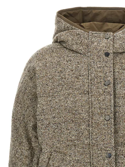 Brunello Cucinelli Reversible Down Jacket Puffer Jackets Multicolor In Brown