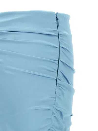 Alessandra Rich Asymmetric Satin Mini Skirt In Blue