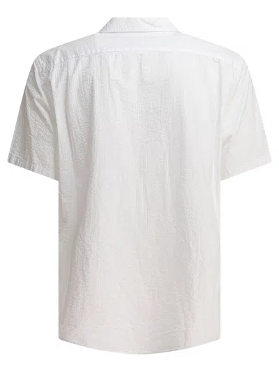 Vince Short Sleeves Textured Fabric Shirt With Chest Pockets In White