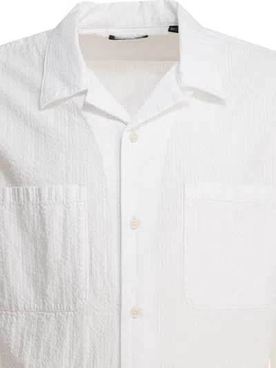 Vince Short Sleeves Textured Fabric Shirt With Chest Pockets In White