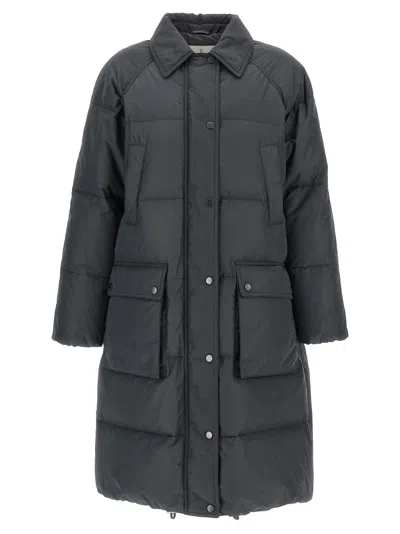 Brunello Cucinelli Quilted-design Hooded Down Coat In Gray