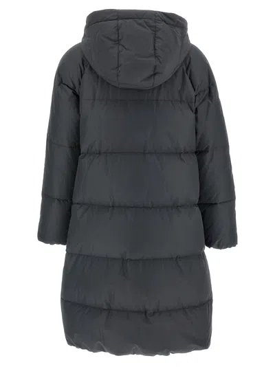 Brunello Cucinelli Quilted-design Hooded Down Coat In Gray