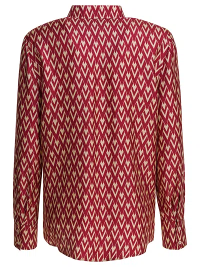 Valentino Geometric Print Collared Long Sleeve Shirt In Multi