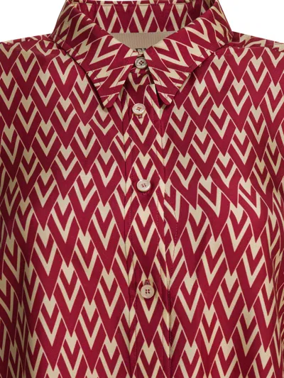 Valentino Geometric Print Collared Long Sleeve Shirt In Multi