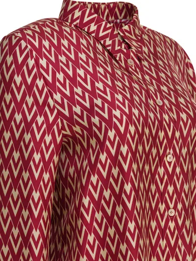 Valentino Geometric Print Collared Long Sleeve Shirt In Multi