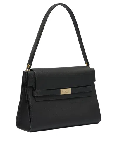 Tory Burch Structured Leather Shoulder Bag With Gold-tone Clasp
