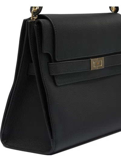 Tory Burch Structured Leather Shoulder Bag With Gold-tone Clasp