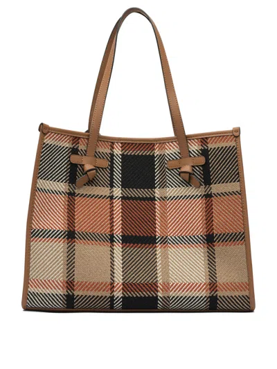 Gianni Chiarini Plaid Shopper Bag With Leather Trim In Brown